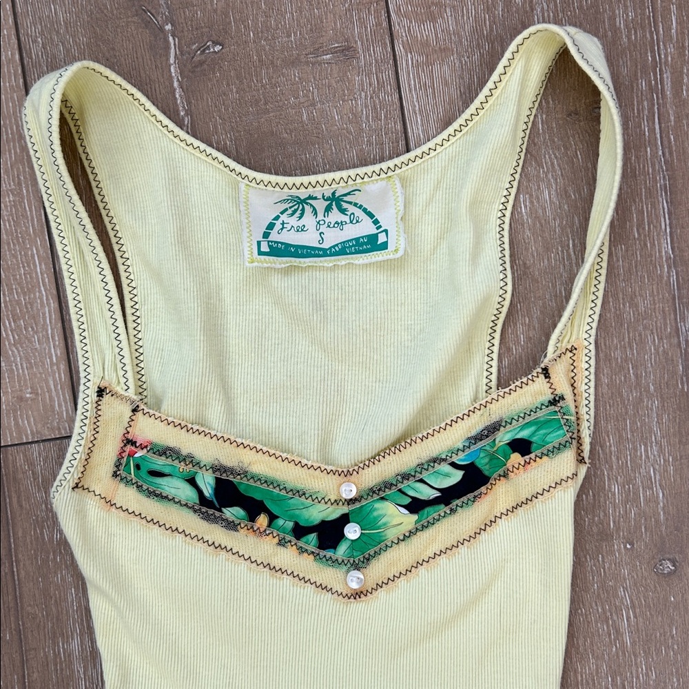 Free People Tank Top with Floral/Lace/Button Accents - Picture 2 of 3